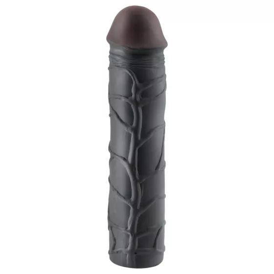 X-TENSION Mega 3 - realistický návlek na penis - čierny - 22,8 cm