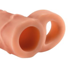   X-TENSION Perfect 1 - návlek na penis s krúžkom na semenníky (17,7cm) - prírodný