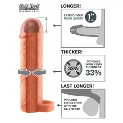   Pipedream X-TENSION Perfect 1 - erekčný krúžok s návlekom na penis (17,7 cm, telová farba)