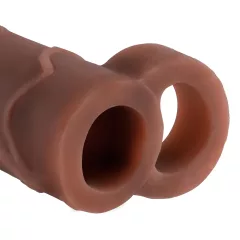   Pipedream X-TENSION Perfect 2 - erekčný návlek na penis s krúžkom na semenníky - tmavá prirodzená farba (19 cm)