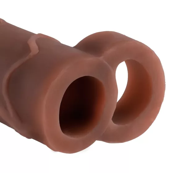 X-TENSION Perfect 2 - návlek na penis s erekčným krúžkom - 19 cm - tmavý telový