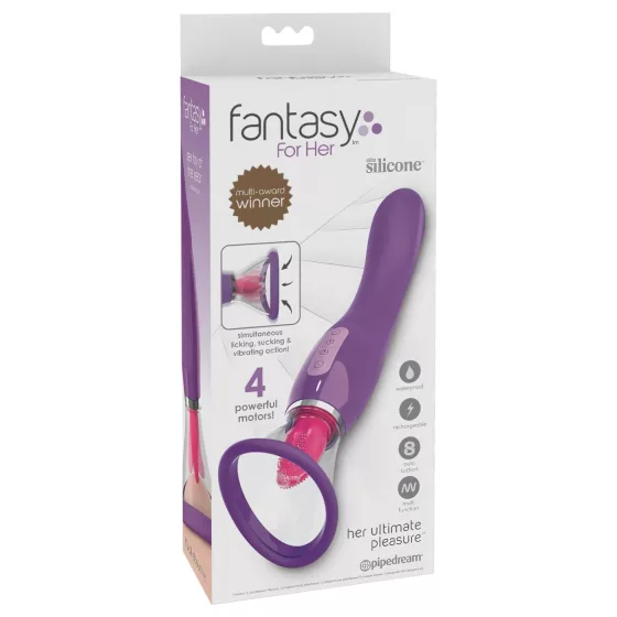 Fantasy - vibrátor a lízací stimulátor 3v1 - fialový, nabíjateľný