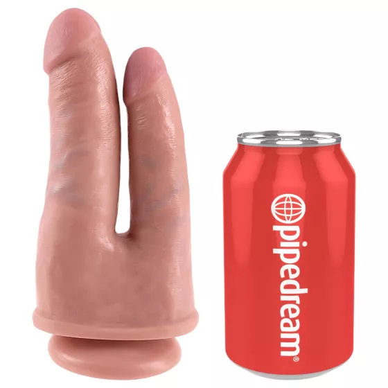 King Cock - dvojitý realistický dildó - dvojitá penetrácia - prírodná farba