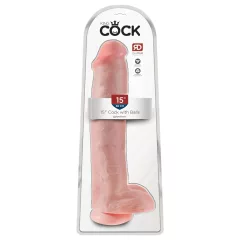   King Cock 15 - dildo s prísavkou a semenníkmi (38 cm, telová farba)