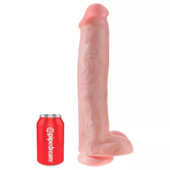 King Cock 15 - realistické dildo s prísavkou a semenníkmi - 38 cm - natur