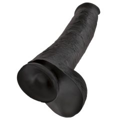   King Cock 15 - gigantické, upínacie, testikulárne dildo (38 cm) - čierne
