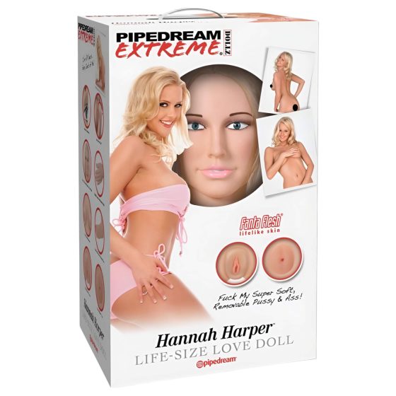 Pipedream Hannah Harper - životná veľkosť nafukovacia panna s 3D tvárou
