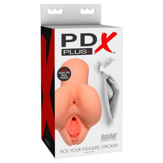 PDX Pick Your Pleasure Stroker - 2in1 - realistický masturbátor (prírodný)