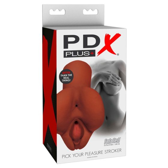 PDX Pick Your Pleasure Stroker - masturbátor 2v1 (hnedý)