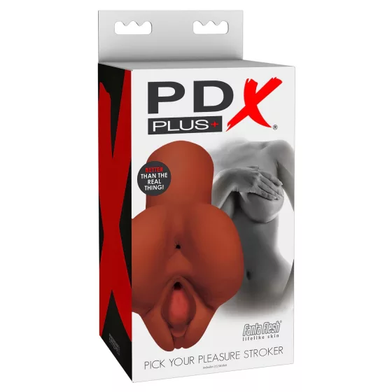 PDX Pick Your Pleasure - 2v1 realistický masturbátor (hnedý)