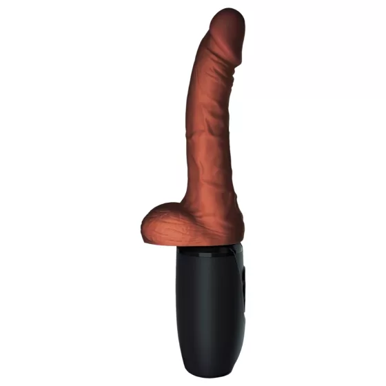 King Cock Plus 7,5 - realistický vibračný penis s semenníkmi - hnedý