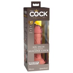   King Cock Elite 6 - prísavkový, realistický dildo (15 cm) - prírodná farba