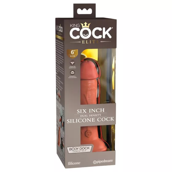 King Cock Elite - realistický dildo s prísavkou - 15 cm - tmavý