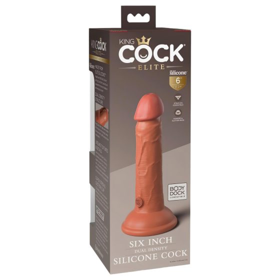 King Cock Elite 6 - prísavkový, realistický dildo (15 cm) - tmavý