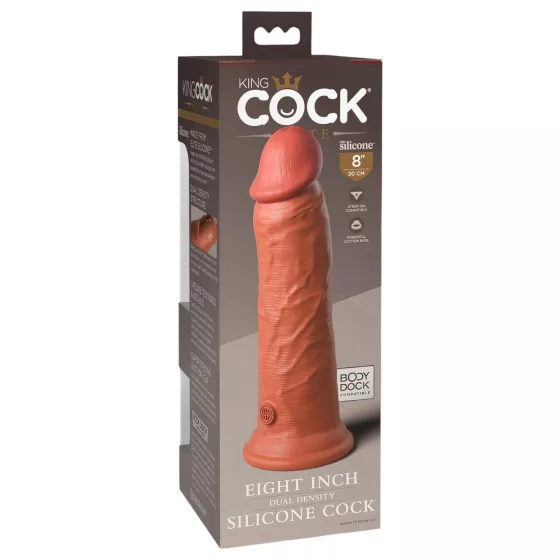 King Cock Elite 8 - realistický dildó s prísavkou - tmavý 20 cm