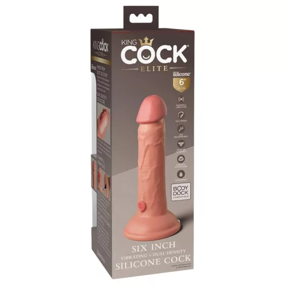 King Cock Elite - vibrátor s prísavkou - 15 cm - naturálny