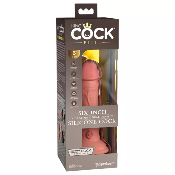 King Cock Elite - vibrátor s prísavkou - 15 cm - naturálny