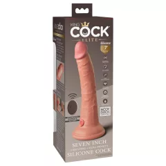   King Cock Elite 7 - vibrátor s prísavkou a diaľkovým ovládaním 18 cm - natur