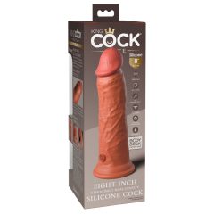  King Cock Elite 8 - pripínací, realistický vibrátor (20 cm) - tmavo prírodný