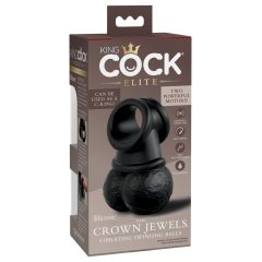 King Cock Elite Crown Jewels - vibračný krúžok (čierny)
