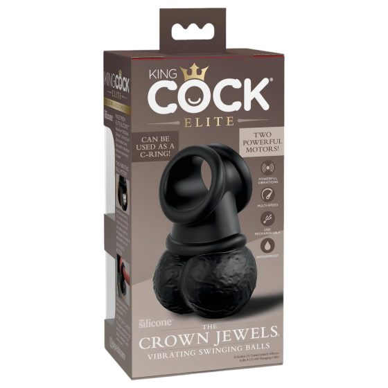 Královský Kok: Korunovačné Klenoty - vibračný krúžok na penis (čierny)