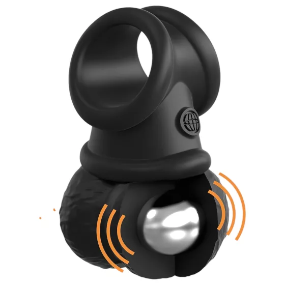 King Cock Crown Jewels - vibračný krúžok na penis (čierny)