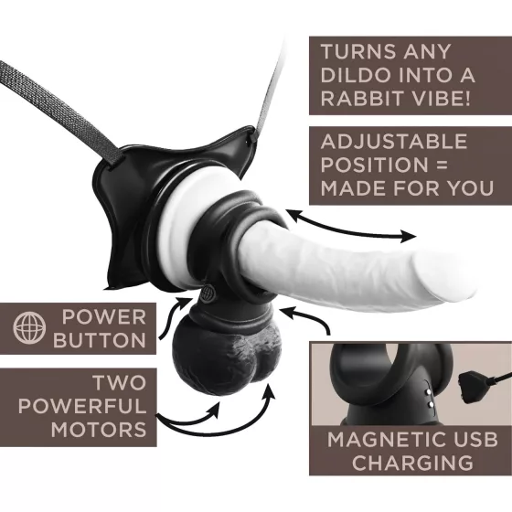 King Cock Crown Jewels - vibračný krúžok na penis (čierny)