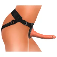   King Cock Elite Comfy - nasadzovací dildo s postrojom - tmavá telová farba