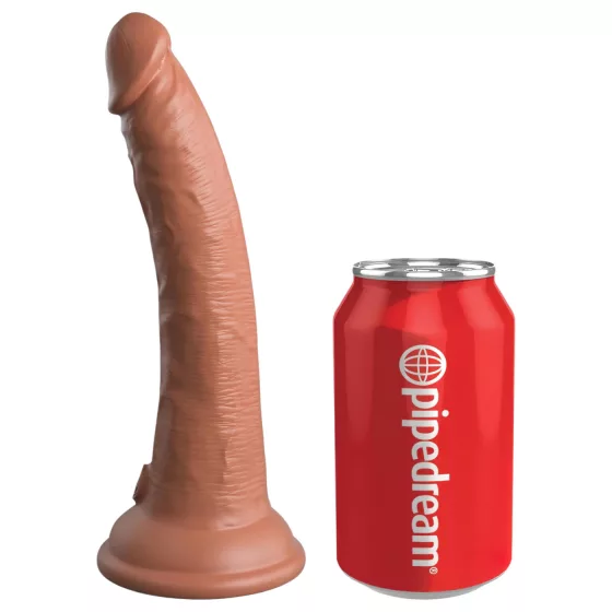 King Cock Elite Comfy - nasadzovací dildo s postrojom - tmavá telová farba