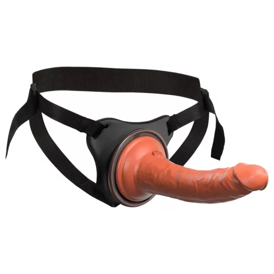 King Cock Elite Comfy - nasadzovací dildo s postrojom - tmavá telová farba