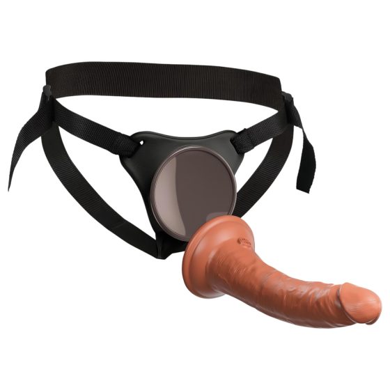 King Cock Elite Comfy - pripínací dildo s postrojom (tmavý prírodný)