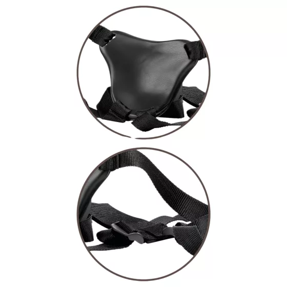 King Cock Elite Comfy - nasadzovací dildo s postrojom - tmavá telová farba