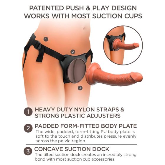 King Cock Elite Comfy - pripínací dildo s postrojom (tmavý prírodný)