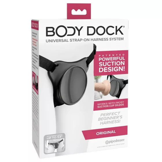 Body Dock OG - postroj na pripínací dildo s prísavkou - čierny