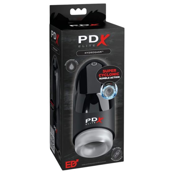 PDX Hydrogasm - akumulátorový rotačný masturbátor (čierny)