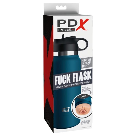 Fuck Flask Private Pleaser - masturbátor fľaša - umelá vagína - modrá/natúr