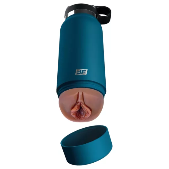Fuck Flask Private Pleaser - umelá vagína v fľaši - modrá/hnedá