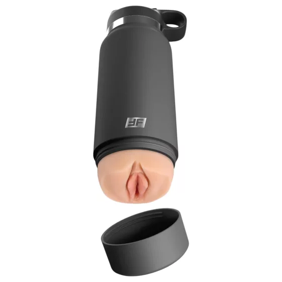 Fuck Flask Secret Delight - masturbátor v tvare fľaše - čierna/prírodná farba