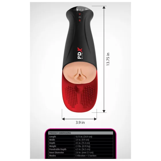 PDX Elite Fuck-O-Mat Pro XL - automatický vibračný masturbátor s vákuom - čierny