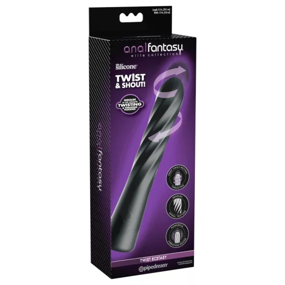 Anal Fantasy Twist Ecstasy - rotačno-tlačiaci análny vibrátor (čierny)