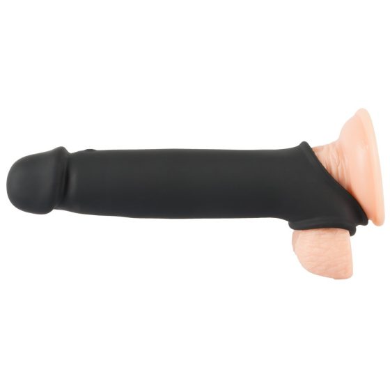 Rebel - nabíjací vibračný návlek na penis na diaľkové ovládanie (čierny)