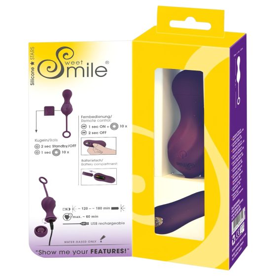 SMILE RC Láska Guľôčky - dobíjacie, rádiové vibračné vajíčko (fialové)