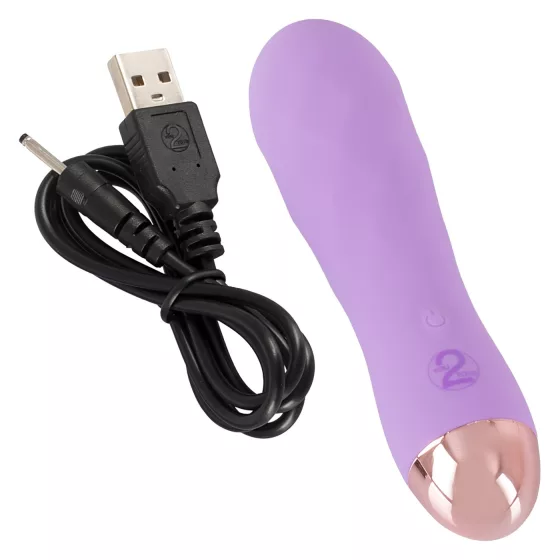 Cuties Mini - vibrátor s akumulátorom - vodotesný, rastrovaný - fialový