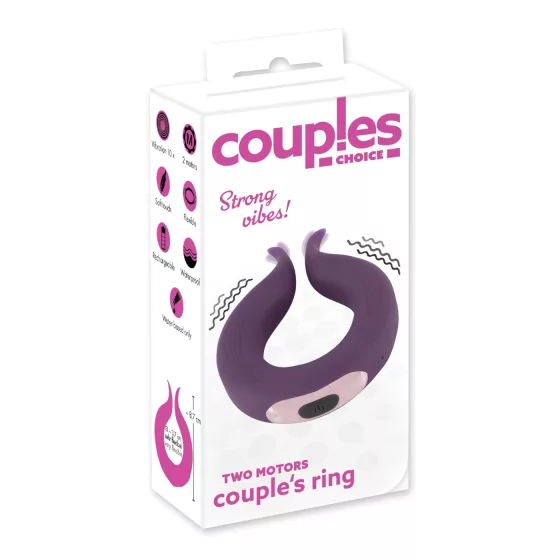 Couples Choice - vibračný erekčný krúžok pre páry - 2 motory - fialový