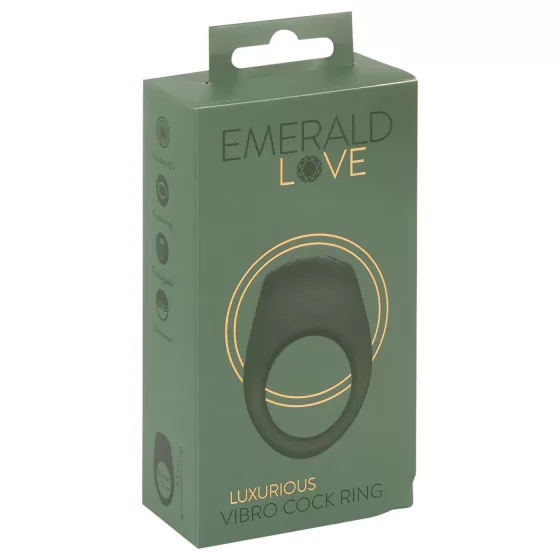 Emerald Love - vibračný erekčný krúžok na penis - dobíjací, vodotesný, zelený