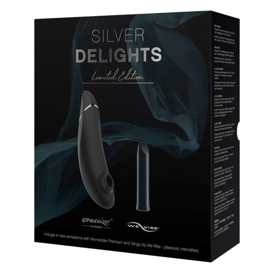 Womanizer Silver Delights - sada klitorálnych vibrátorov so vzduchovou vlnou (čierna)