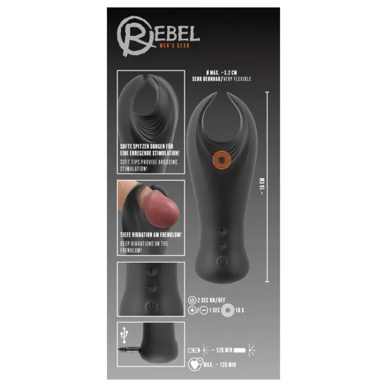Rebel - vibračný stimulátor penisu - čierny