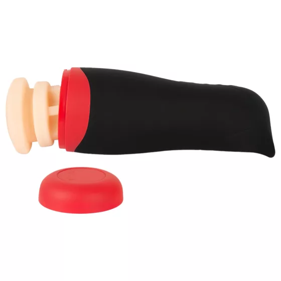 WYNE 01 - masturbátor s vibráciou, saním a ohrevom - čierny - nabíjateľný