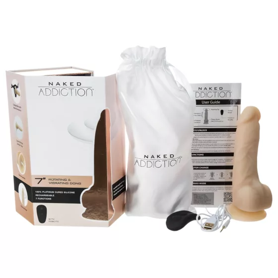 Naked Addiction Rotating 7 - rotačný vibrátor (18cm) - prírodný