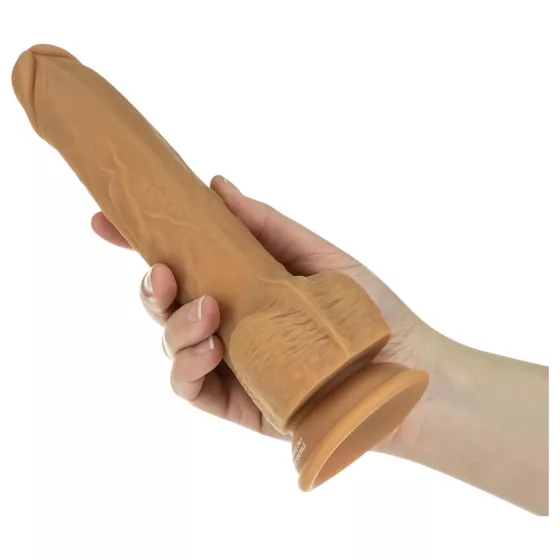 Naked Addiction - vibrátor s pohybom hore-dole - tmavý - 23 cm